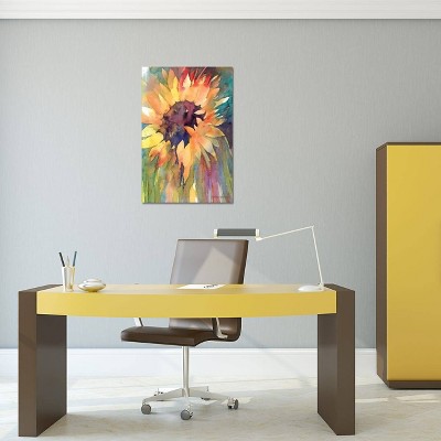 18" x 12" Vibrant Sunflower Watercolor Canvas Art