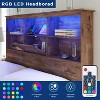 AMERLIFE Bed Frame with 51.2" Storage LED Bookcase Headboard, 4 Storage Drawers & Charging Station - 4 of 4