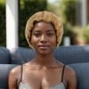 Unique Bargains Women's Wave Curly Short Hair Wig 150 Real Human Hair 4in Yellow 1 Pc - 2 of 4