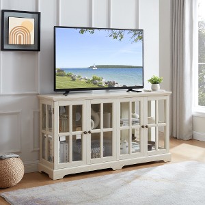 LED Antique Display Cabinet with Glass Doors, Adjustable Shelve, Four Door Design, Vintage Showcase, for Home or Office - 1 of 4