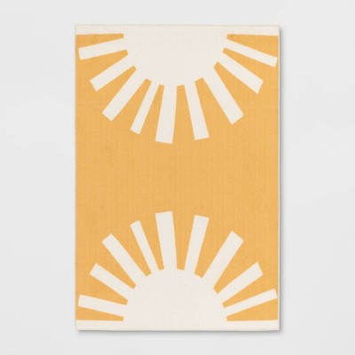 4'x5'6" Washable Hello Sunshine Printed Area Rug Yellow - Room Essentials™