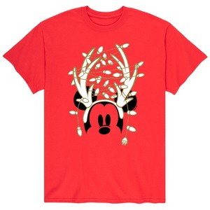 Men's - Disney - Mickey Antlers Gold Glitter Short Sleeve Graphic T-Shirt - 1 of 4