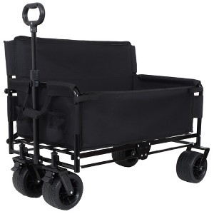 NAYSAYE Wagon 3-in-1 Convertible Folding Utility Cart with Bench Seat for Outdoor Adventures, Black, 37"*24.02"*40.94" - 1 of 4