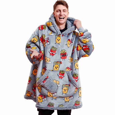 Joyfy Adults Wearable Blanket Hoodie for Women Men Giant Pocket Sleeves FlaWarm Oversized Fleece Winter Sweatshirt Blanket Birthday Gift fries