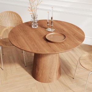 Round Dining Room Table for 4, 43'' Modern Farmhouse Kitchen Table with Round Pedestal, for Kitchen, Living Room, Cafe,Small Spaces, Apartment - 1 of 4