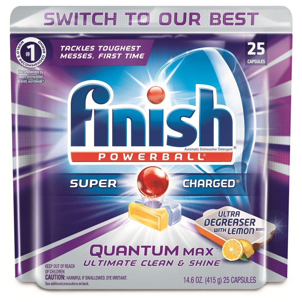 UPC 051700881086 product image for Finish Quantum Lemon Sparkle Power Gel Dishwasher Detergent 25 ct | upcitemdb.com