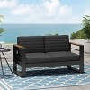 Mid-Century Modern Upholstered Loveseat 2 Seater Sofa-Christopher Knight Home - 4 of 4