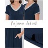 cheibear Women's Soft V-Neck Summer Pajama Lounge Dress with Pockets Nightgowns - 4 of 4