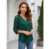 Coolmee 3/4 Length Sleeve Womens Tops V-Neck Lace Tunic Tops Business Casual Blouses - 3 of 4