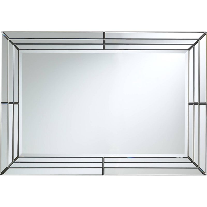 Possini Euro Design Rectangular Vanity Decorative Wall Mirror Modern Beveled Edge Clear Mirrored Tiles Frame 27" Wide for Bathroom Bedroom Living Room, 5 of 10
