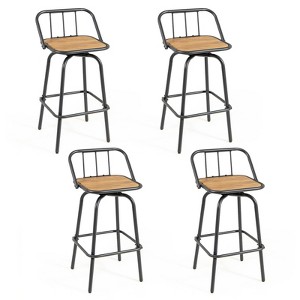 Tangkula 2PCS 27.5" Heavy-duty Metal Frame Bar Height Chairs w/ Footrest & Backrest - 1 of 4