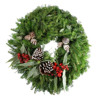 24" Live Fresh Cut Bayberry Frosted Wreath - National Plant Network