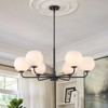 LLHZSY 35 2/5" Milky White Glass Globes Chandelier 6-Light Iron & Glass Fixture, Adjustable-Black - 2 of 4