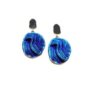 SOHI Women's Blue  Textured Oval Drop Earrings - 1 of 3