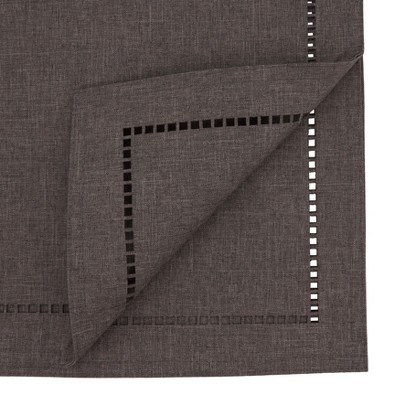 Charcoal Polyester Laser-Cut Hemstitch Dining Table Runner, 14" x 108"