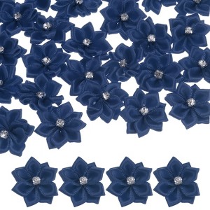 Unique Bargains Artificial Satin Durable Flexible Decorative Mini Ribbon Flowers with Rhinestones 1.2 Inch 100 Pcs - 1 of 4