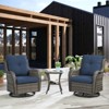 POCASSY Gray Wicker Swivel Rocking Chairs, Oversized Rocker Patio Chairs Rattan Glider Chairs with 4" Thick Seat Cushion - 2 of 4