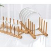 LunaLulinlk 1 Pack Bamboo Wooden Dish Rack - Plate Rack Stand Pot Lid Holder, Kitchen Cabinet Organizer for Bowl, Cup, Cutting Board and More - 3 of 4