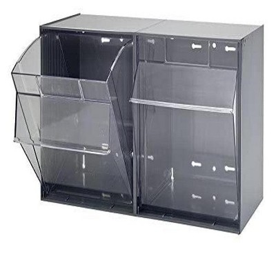 Quantum Storage Systems Tip Out Bin, (2) Compartment, Handle With Label Slot, Opens To A 45° Angle,