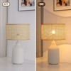 20.8" Japandi White Speckled Ceramic Table Lamp with Rattan Shade, Textured Vase Shape for Bedside, Living Room, Entryway, Reading Nook, or Lounge - 2 of 4