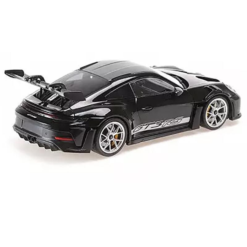 2023 Porsche 911 (992) GT3 RS Black with Carbon Top and Hood Stripes Limited Ed to 300 pcs 1/18 Diecast Model Car by Minichamps, 3 of 4