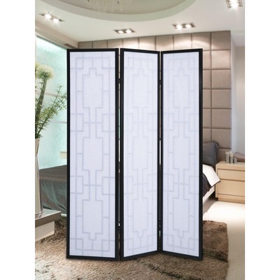 Black Pine Wood 3-Panel Shoji Room Divider