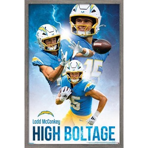 Trends International NFL Los Angeles Chargers - Ladd McConkey 25 Framed Wall Poster Prints - 1 of 4