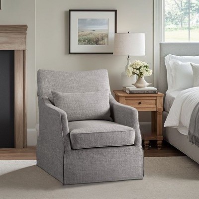 CAVINAS Polyester Swivel Accent Chair with Mid-Height Back and Skirt Hem,Upholstered Swivel Living Room Chairs,Reading Chairs for Living Room