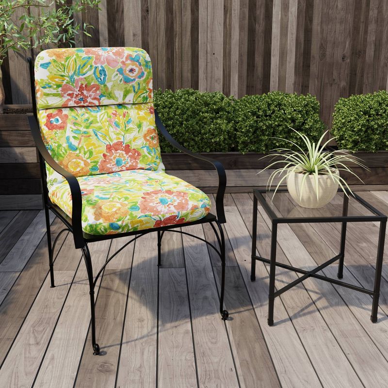 Outdoor Knife Edge Dining Chair Cushion - Green Tropical - Jordan Manufacturing, 4 of 10