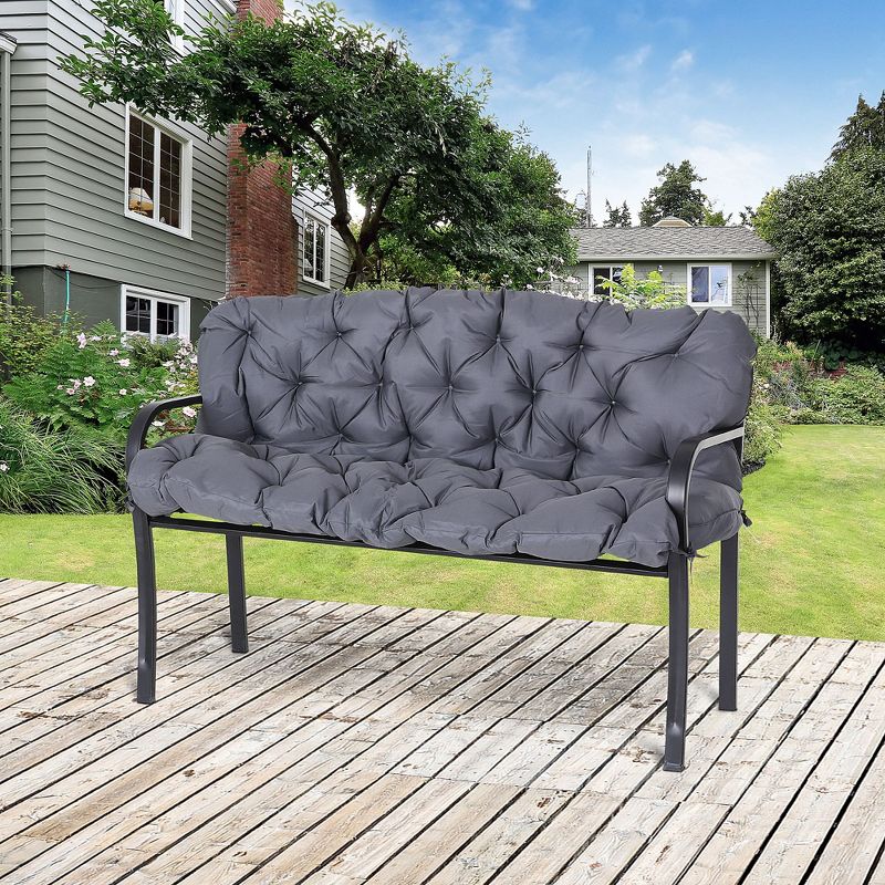 Outsunny Tufted Bench Cushions for Outdoor Furniture, 3-Seater Replacement for Swing Chair, Patio Sofa/Couch, Overstuffed w/ Backrest, 3 of 7