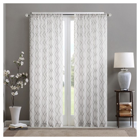 gray and white sheer curtains