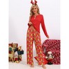 cheibear Christmas Family Long Sleeve Top and Tree Print Pants Pajama Sets Red - 2 of 4