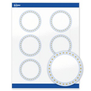Avery 3" Diameter Labels, Gold Dots with Blue Border, 60 ct - 1 of 4