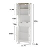 67" Tall Freestanding Bathroom Storage Cabinet with Glass Doors & Adjustable Shelves, White - 2 of 4