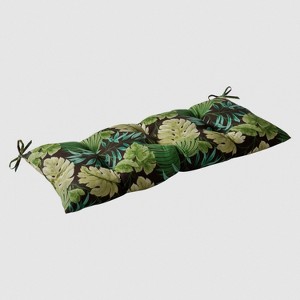 Outdoor Tufted Bench/Loveseat/Swing Cushion - Brown/Green Floral - Pillow Perfect - 1 of 4
