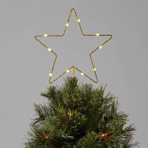 7.5-Inch Beaded Gold Metal Star Christmas Tree Topper Decoration