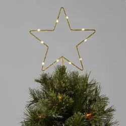 10in LED Lit Dewdrop Glitter Metal Open Star Tree Topper - Wondershop™