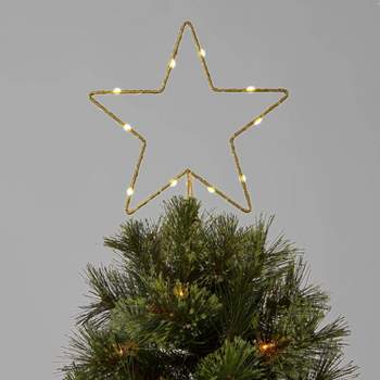 10in LED Lit Dewdrop Glitter Metal Open Star Christmas Tree Topper Gold - Wondershop™