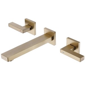 BWE Two-Handle Wall Mounted Bathroom Faucet in Brushed Gold - 1 of 4
