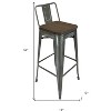 HomeRoots Set of Four 30" Brown and Gray Solid Wood and Metal Low Back Bar Height Bar Chairs - 3 of 4