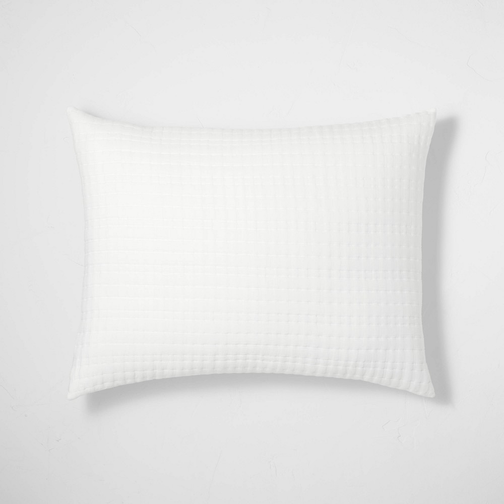 Photos - Pillowcase Standard Lyocell Cotton Blend Coverlet Sham White - Casaluna™