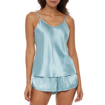 Alexander Del Rossa Women's Spaghetti Strap Cami Top & Shorts Pajamas Lounge Set, Satin Silk PJs