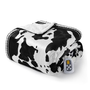 Heated Electric Blanket with LCD Dual Controller, Cow Print Heating Blankets, 10 Heat Levels & 1-12H Time Settings, ETL Certified, Machine Washable - 1 of 4