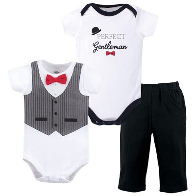 Little Treasure Baby Boy Cotton Bodysuit and Pant Set, Gentleman, 9-12 Months