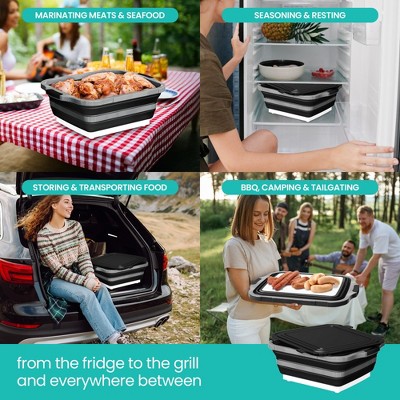 Modern Innovations Collapsible BBQ Prep Tub 16 L with Lid Drain Spout Cutting Board Marinating Grilling Tray Food Storage for Outdoor Cooking Camping Tailgating Kitchen — фото 6