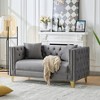58" Chesterfield Velvet Sofa, 2 Seater Deep Seat with Button Nailhead and Square Arm for Living Room, Bedroom, Office - 2 of 4