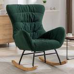 April Upholstered Glider Rocker,Nursery Rocking Chair,with High Backrest Mid Century Rocking Chair-Maison Boucle‎