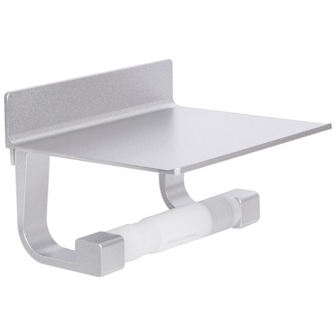 1pc No Drill Bathroom Shelf With Hooks & Towel Bar, Wall Mounted