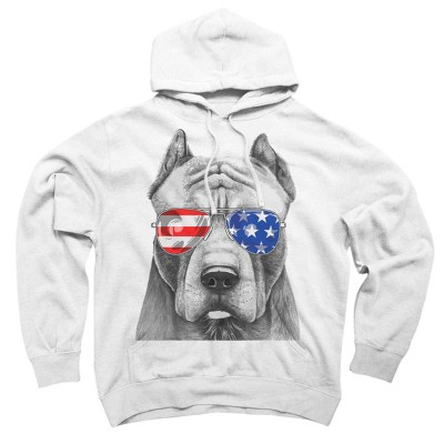 Adult Design By Humans American Pitbull With Sunglasses By Pullover Hoodie