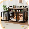 Dog Crate Furniture, Dog Cage with 2 Open Storage Shelves, 360¡ã Adjustable Raised Feeders, 2 Stainless Steel Bowls Indoor Crate for Heavy Dogs - 2 of 4
